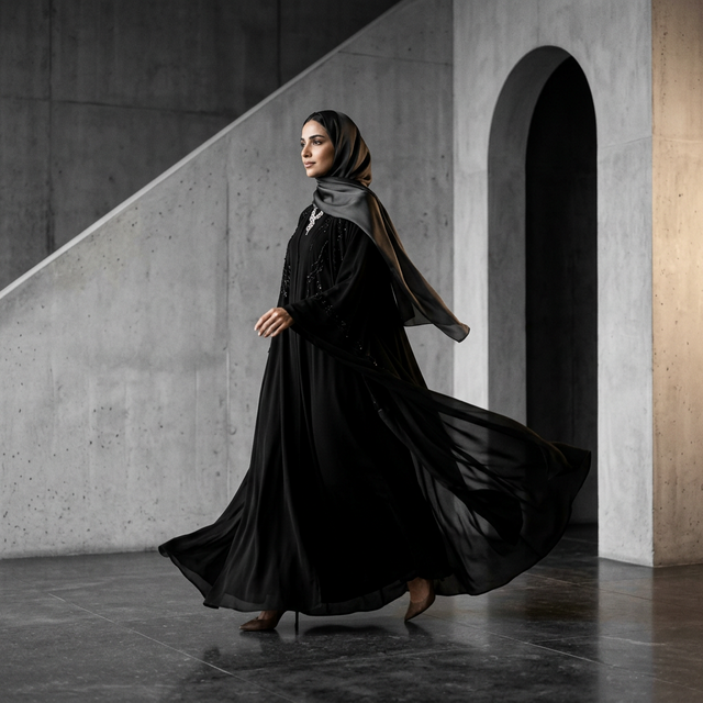 Golden Thread Crepe Abaya