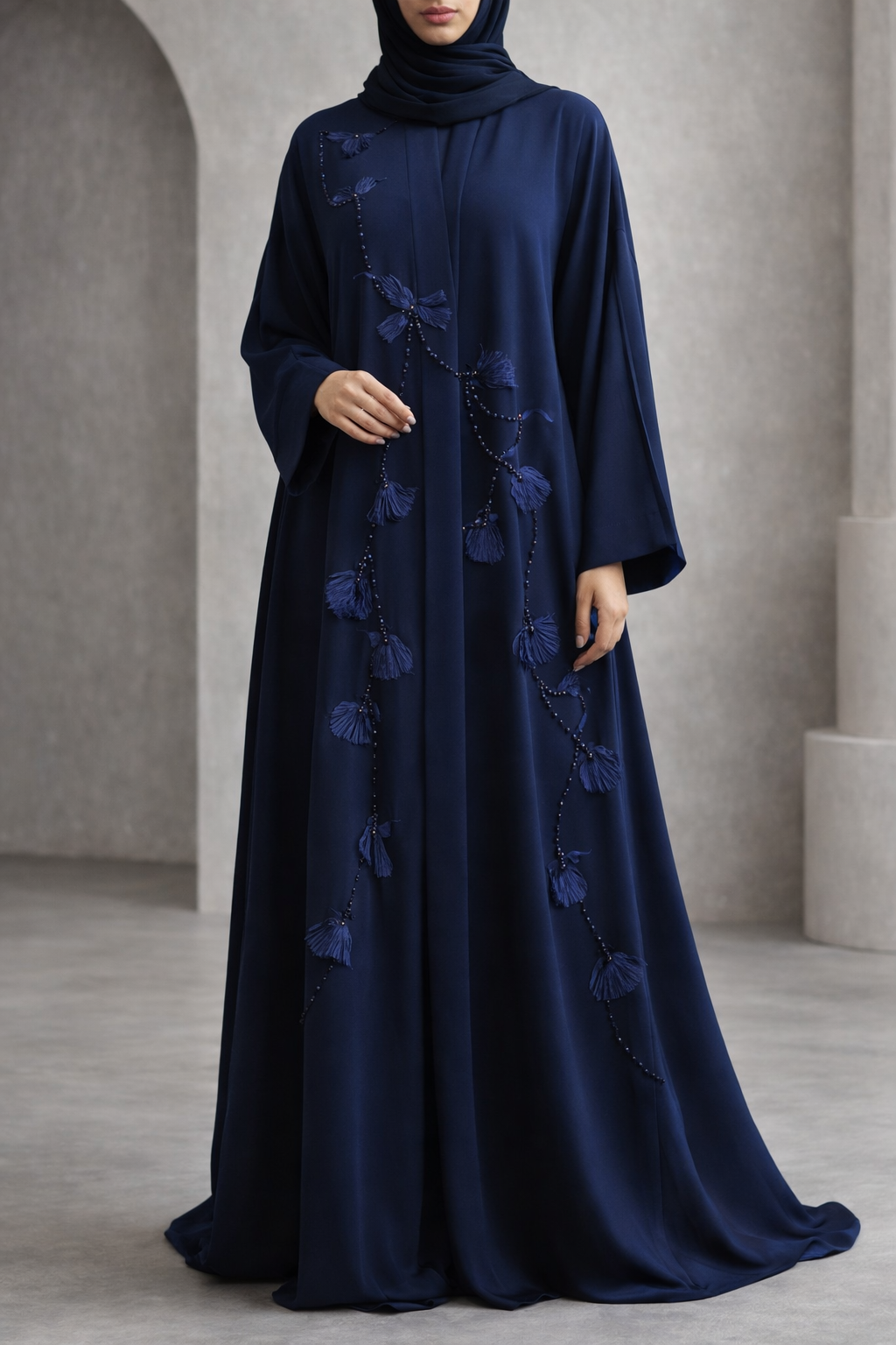 Royal Blue Tassel Elegance Abaya